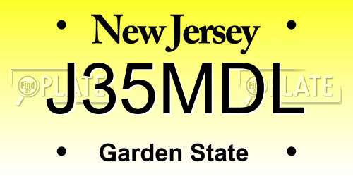 J35MDL New Jersey License Plate