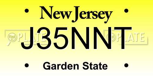 J35NNT New Jersey License Plate