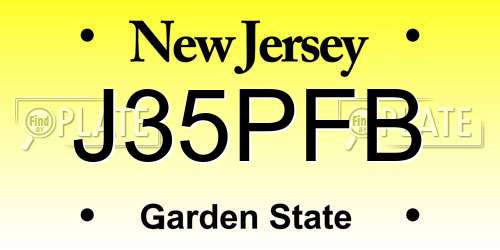 J35PFB New Jersey License Plate