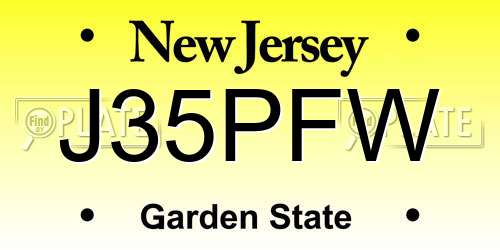 J35PFW New Jersey License Plate