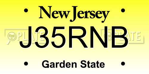 J35RNB New Jersey License Plate