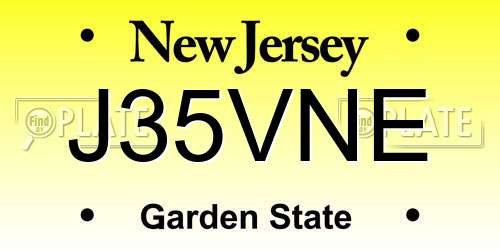 J35VNE New Jersey License Plate