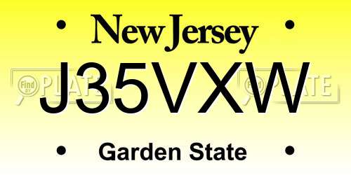 J35VXW New Jersey License Plate
