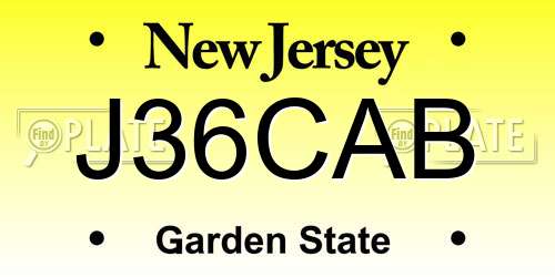 J36CAB New Jersey License Plate