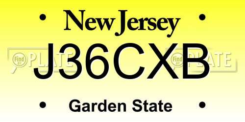 J36CXB New Jersey License Plate