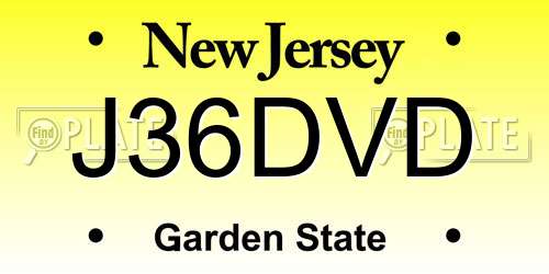 J36DVD New Jersey License Plate