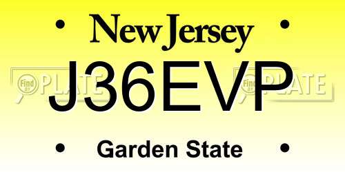 J36EVP New Jersey License Plate