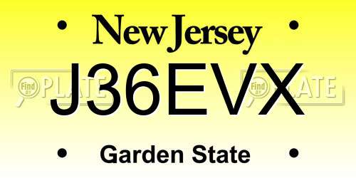 J36EVX New Jersey License Plate