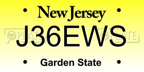 J36EWS New Jersey License Plate