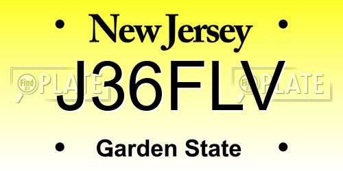 J36FLV New Jersey License Plate