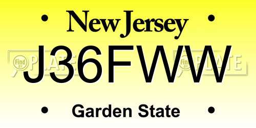 J36FWW New Jersey License Plate