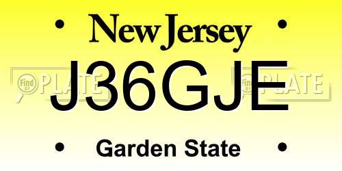 J36GJE New Jersey License Plate