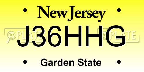 J36HHG New Jersey License Plate