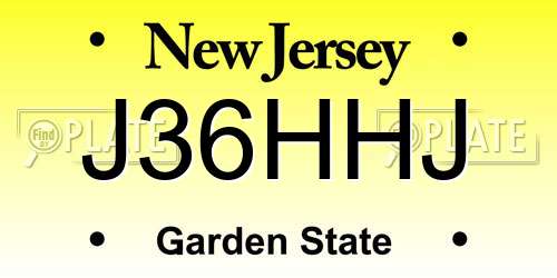 J36HHJ New Jersey License Plate