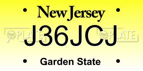 J36JCJ New Jersey License Plate