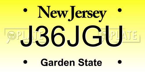 J36JGU New Jersey License Plate
