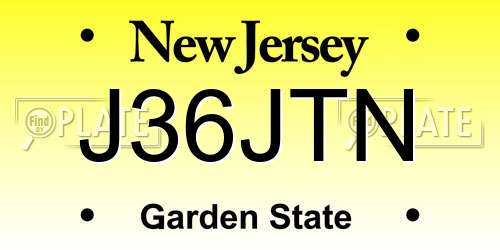J36JTN New Jersey License Plate