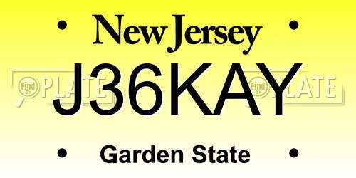 J36KAY New Jersey License Plate