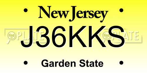 J36KKS New Jersey License Plate