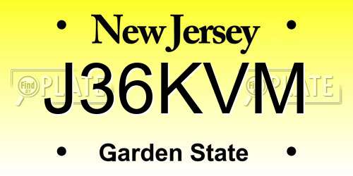 J36KVM New Jersey License Plate