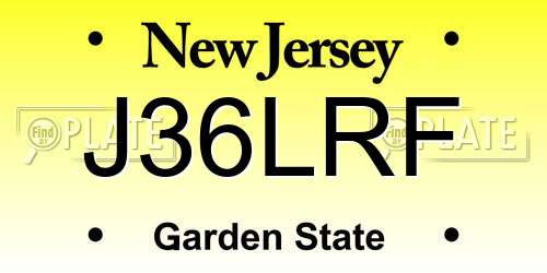 J36LRF New Jersey License Plate