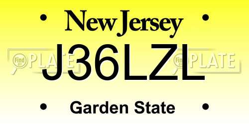 J36LZL New Jersey License Plate