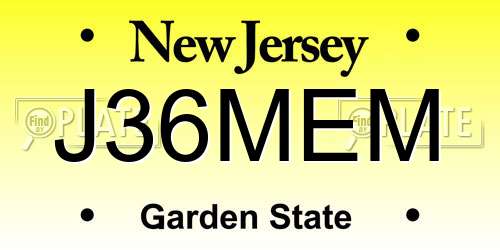 J36MEM New Jersey License Plate
