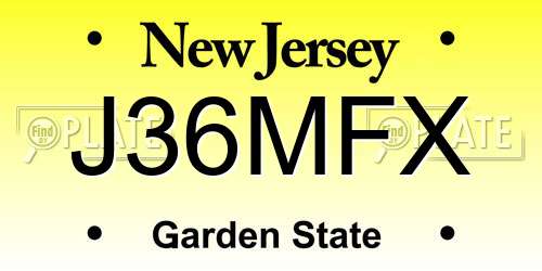 J36MFX New Jersey License Plate