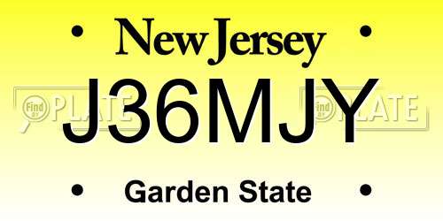 J36MJY New Jersey License Plate