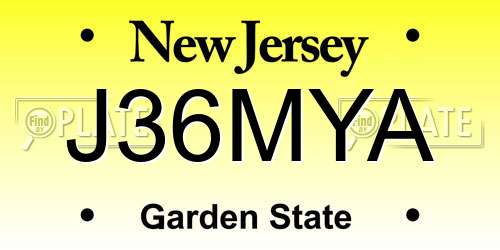 J36MYA New Jersey License Plate