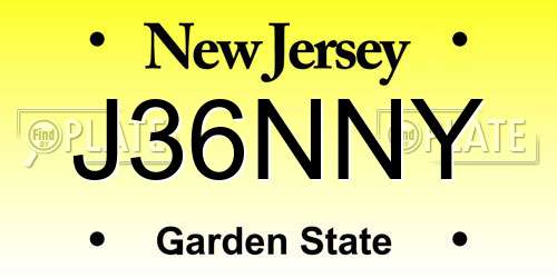 J36NNY New Jersey License Plate