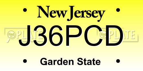 J36PCD New Jersey License Plate