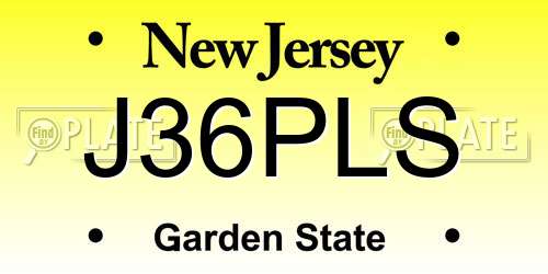 J36PLS New Jersey License Plate