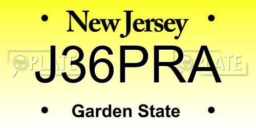 J36PRA New Jersey License Plate