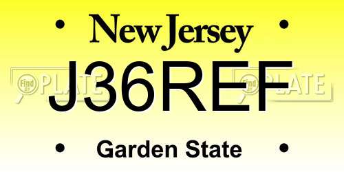 J36REF New Jersey License Plate