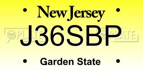 J36SBP New Jersey License Plate