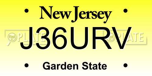 J36URV New Jersey License Plate