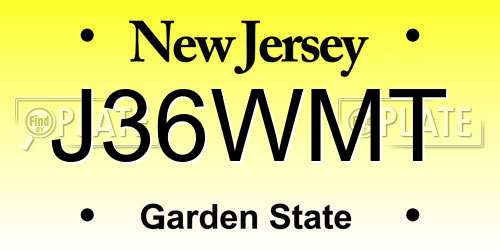 J36WMT New Jersey License Plate