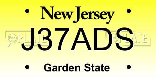 J37ADS New Jersey License Plate