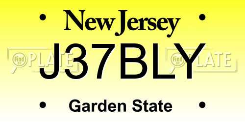 J37BLY New Jersey License Plate