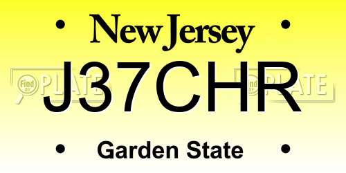 J37CHR New Jersey License Plate