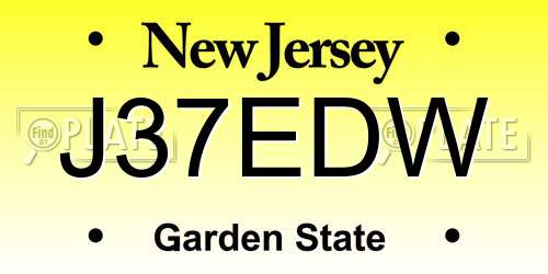 J37EDW New Jersey License Plate