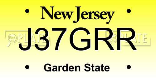 J37GRR New Jersey License Plate