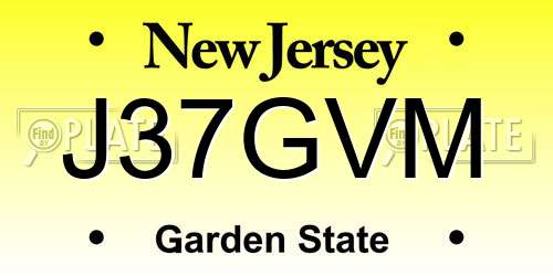 J37GVM New Jersey License Plate