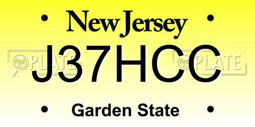 J37HCC New Jersey License Plate