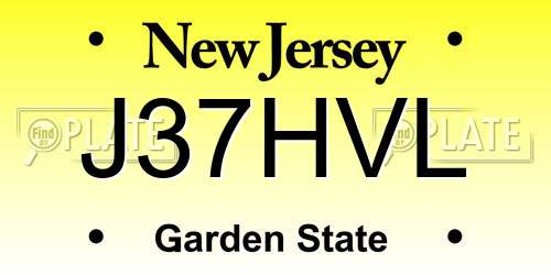 J37HVL New Jersey License Plate