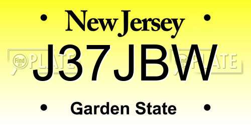 J37JBW New Jersey License Plate