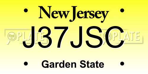 J37JSC New Jersey License Plate