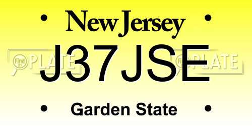 J37JSE New Jersey License Plate