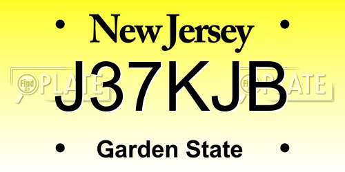 J37KJB New Jersey License Plate